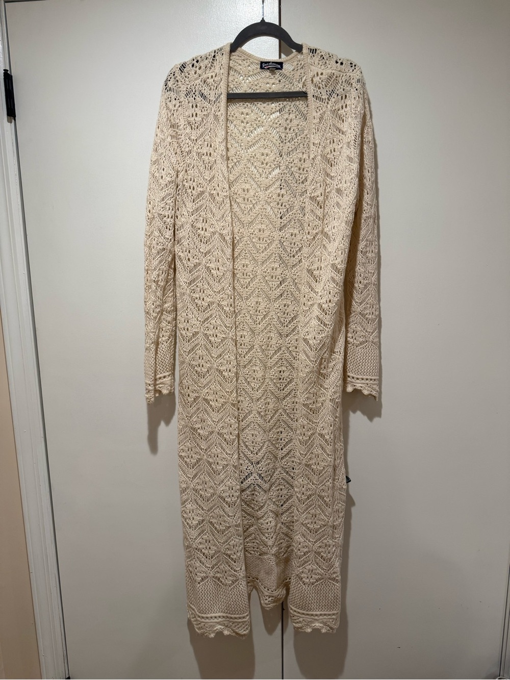 Freshman Cream Open Crochet sweater